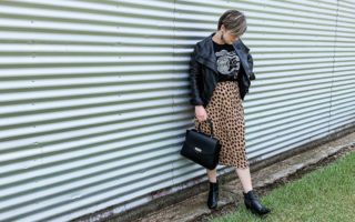 leopard midi skirt look