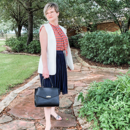 pleated midi skirt look for the office