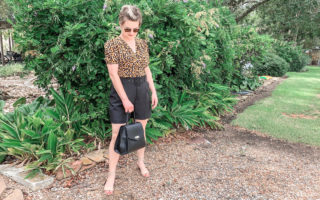 target leopard top with black shorts