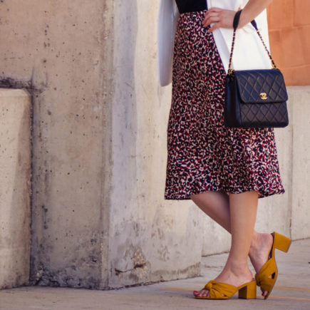 white vest red leopard skirt outfit