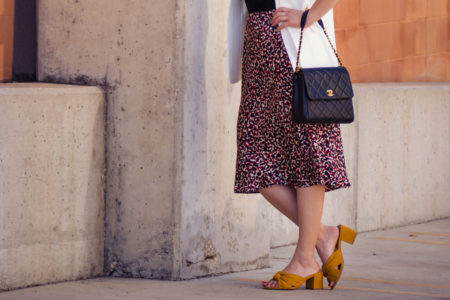 white vest red leopard skirt outfit