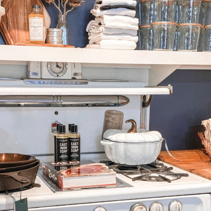 kitchen with blue wall